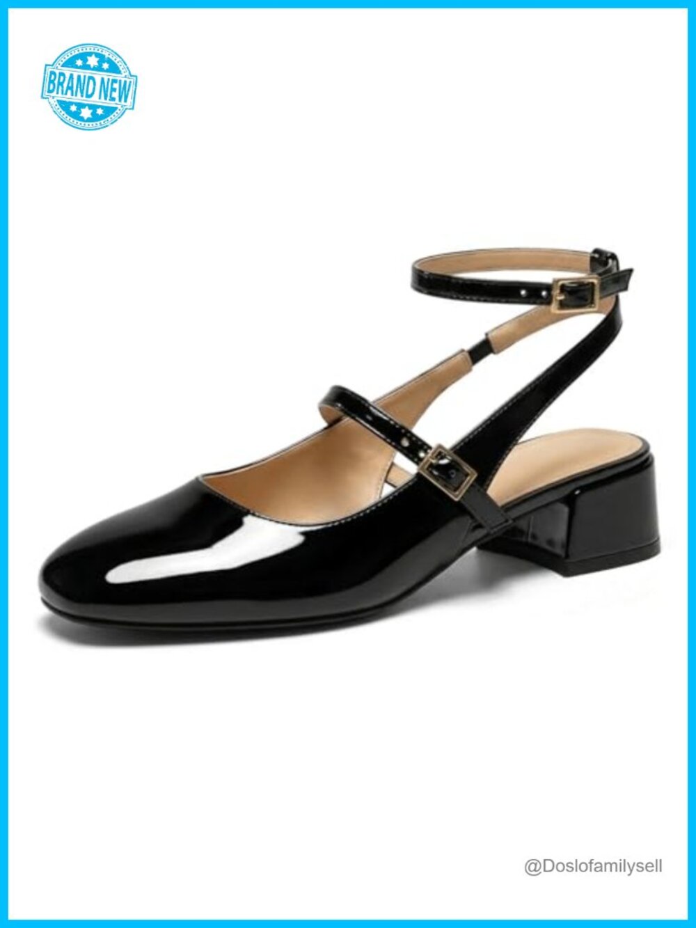 Womens Square Toe Mary Jane Pumps Chunky Low Heels Shoes Ankle Strap